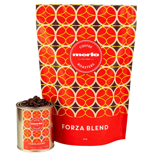 merlo coffee forza bag and tin