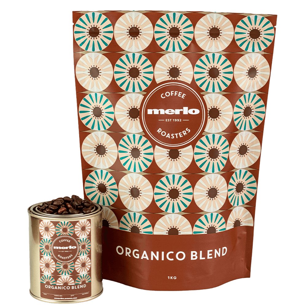 merlo coffee organico bag and tin