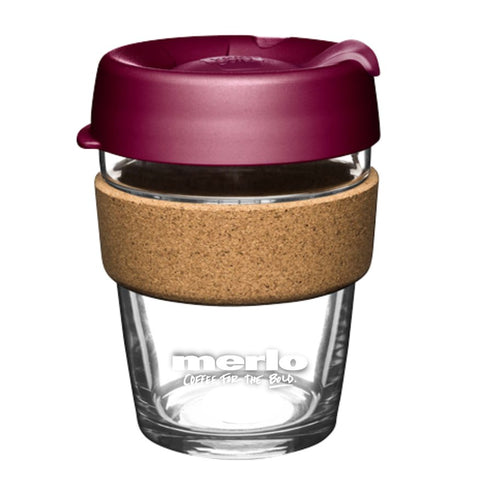 Glass KeepCup with Cork Band (Maroon)