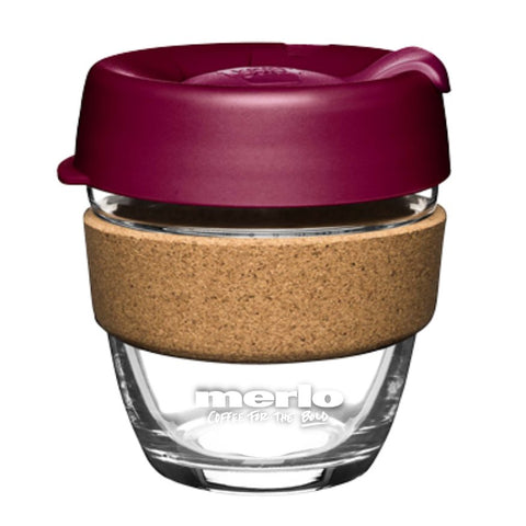 Glass KeepCup with Cork Band (Maroon)